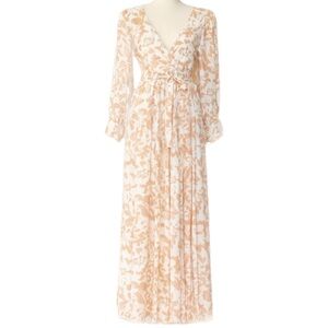 Pink Lily Floral Wrap Maxi Dress Peach and White Size Small NWOT